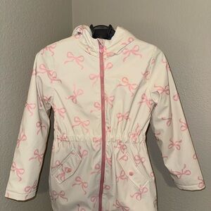 Pink Bow Patterned Hooded Jacket/Rain Coat